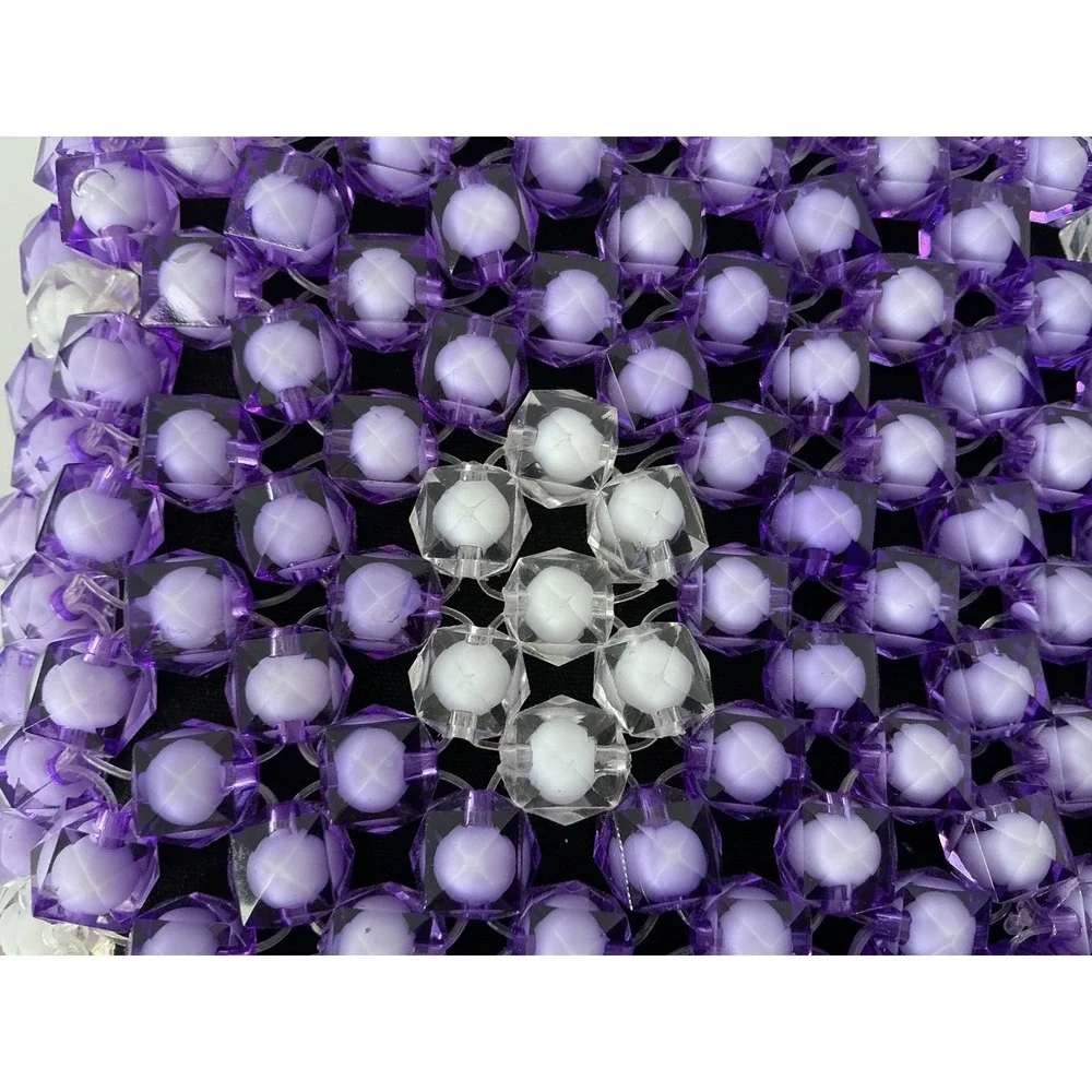 Vintage Style Purple Beaded Clutch Bag Floral Pattern Zip‎ Pouch